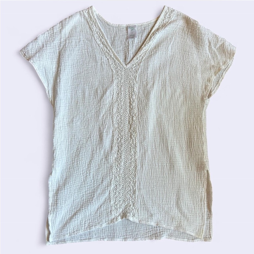 Kona Sol Off-White Textured Top